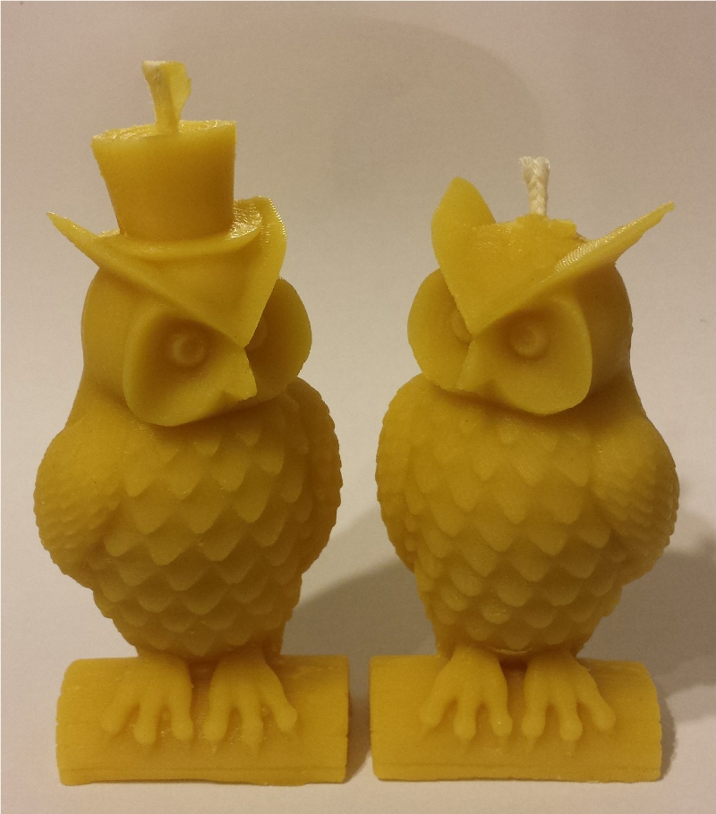 mr and mrs owls candles in beeswax